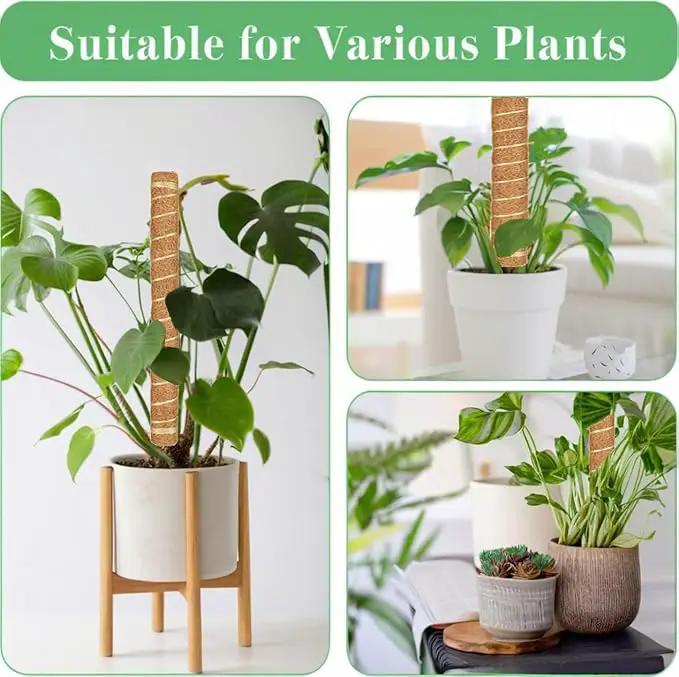 Moss Pole, 4 Pack 15Inch Monstera Plant Support Stackable Moss Poles for Plants, Moss Sticks with 15pcs Labels and 78in Garden Ties,Monstera Plant Stake for Climbing Plants,Can Stacked Up to 42” by GreenHaven Gardens