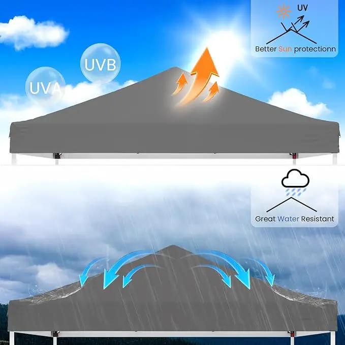 10x10ft Pop Up Canopy Tent,Heavy Duty Waterproof Folding Tent for Camping Parties Events Parties,Outdoor Canopy,Portable Sun Shelter,3 Adjustable Height(Grey) by GreenHaven Gardens