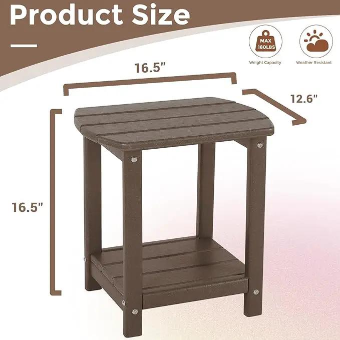 Adirondack Square Outdoor Side Table,2-Tier Storage Patio Side Table, HDPE End Tables for Backyard Pool Porch Garden Lawna Cafe by GreenHaven Gardens
