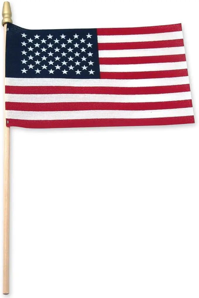 Super Tough 4"x6" Cotton US Stick Flag with Spear Tip - USA-Made Hand Held American Ensign for Parades, Holidays, and Events - Durable Cotton Fabric - Ideal for Patriotic Celebrations -100 Pack by GreenHaven Gardens