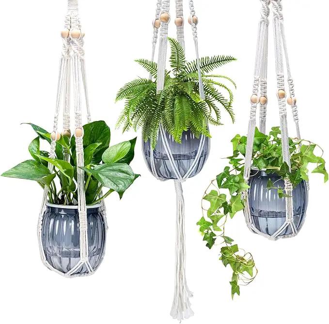 Small Hanging Planters Self Watering 5 Inch, 3 Set Hanging Plant Pot for Indoor Outdoor Plants, Hanging Flower Pots with Drainage Hole & 2 Kinds of Plant Hangers for Garden Home Decor by GreenHaven Gardens
