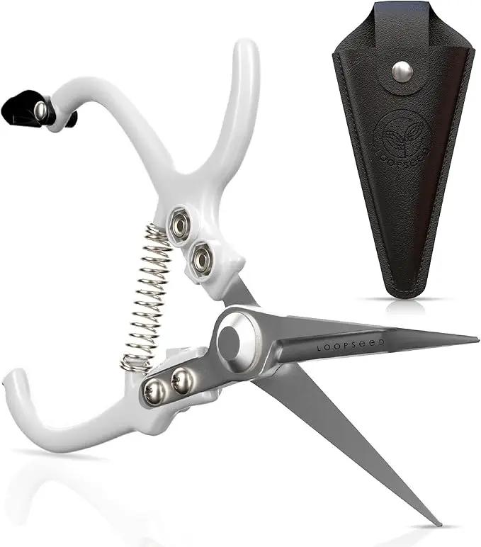 Plant Pruning Shears with Vegan Leather Sheath Garden Trimming Scissors with Belt Holster Bonsai Trimmers Herb Snips Flower Clippers Garden Tools 2 Piece Bundle (White & Black) by GreenHaven Gardens