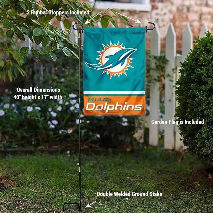 WinCraft Miami Dolphins Garden Flag with Stand Holder by GreenHaven Gardens
