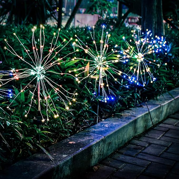 DIY Solar Garden Lights ETL Certified, 105 LED Solar DIY Flowers Fireworks Stars Lights Outdoor, RockyMars Waterproof Solar Powered Pathway Lights for Path Lawn Walkway Patio Yard Christmas, 2 Pack by GreenHaven Gardens