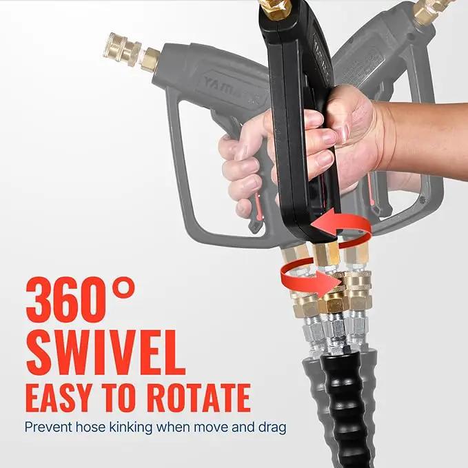 YAMATIC Short Pressure Washer Gun with Swivel Brass 3/8" Quick Connector, Power Washer Handle with Easy Pull Trigger Replacement for Ryobi, Simpson, Craftsman, DeWalt, 4000 PSI by GreenHaven Gardens