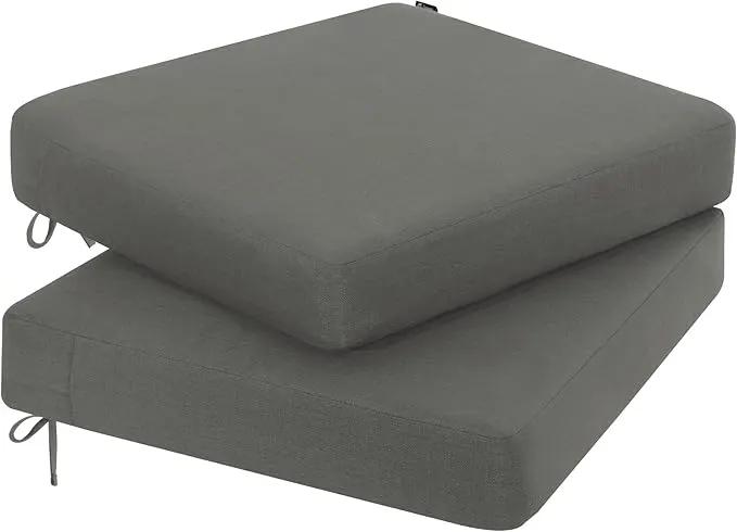 Favoyard Outdoor Chair Cushion 19 x 19 x 3 Inch Rainproof & 3-Year Fade Resistant Patio Furniture Cushions with Removable Cover and Adjustable Ties for Garden Sofa Couch Pads Set of 2, Dark Gray by GreenHaven Gardens