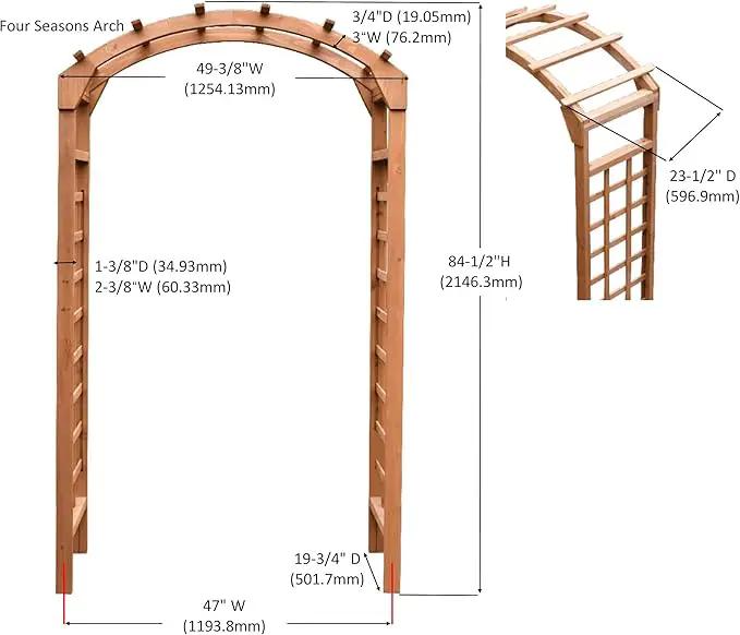 Solid Fir Wooden Garden Arch Premium Outdoor Trellis for Climbing Plants, 84.5”H×49.37”W×23.5’’D, Also can be Used for Wedding and Party Decoration by GreenHaven Gardens