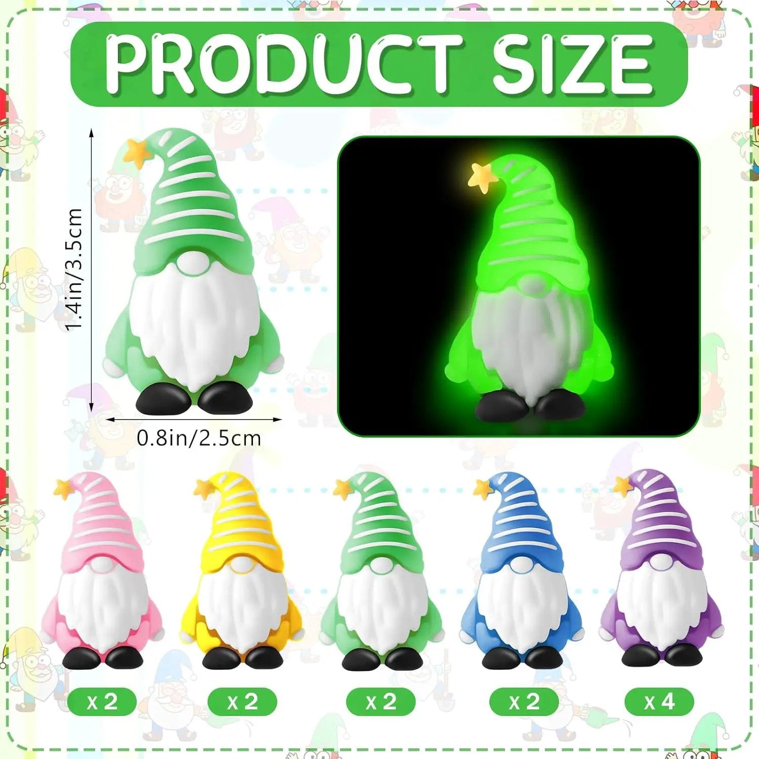 12 Pcs Luminous Mini Gnomes Figurines Fairy Glow in Dark Garden Miniature Gnome Figurines Decor Funny Poses Garden Yard Home Patio Lawn Backyard Hide See DIY Craft by GreenHaven Gardens