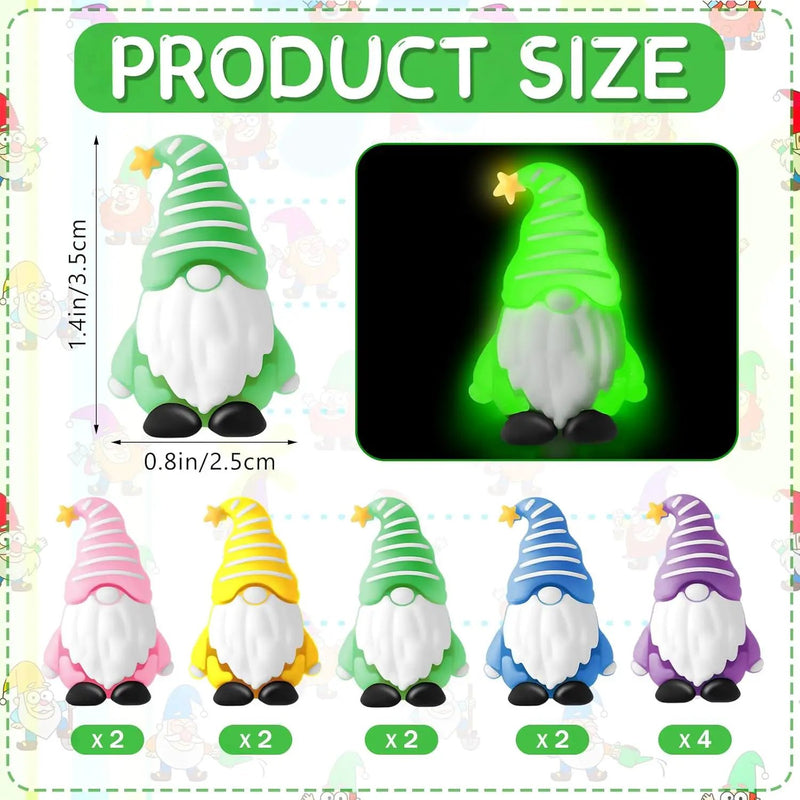 12 Pcs Luminous Mini Gnomes Figurines Fairy Glow in Dark Garden Miniature Gnome Figurines Decor Funny Poses Garden Yard Home Patio Lawn Backyard Hide See DIY Craft by GreenHaven Gardens