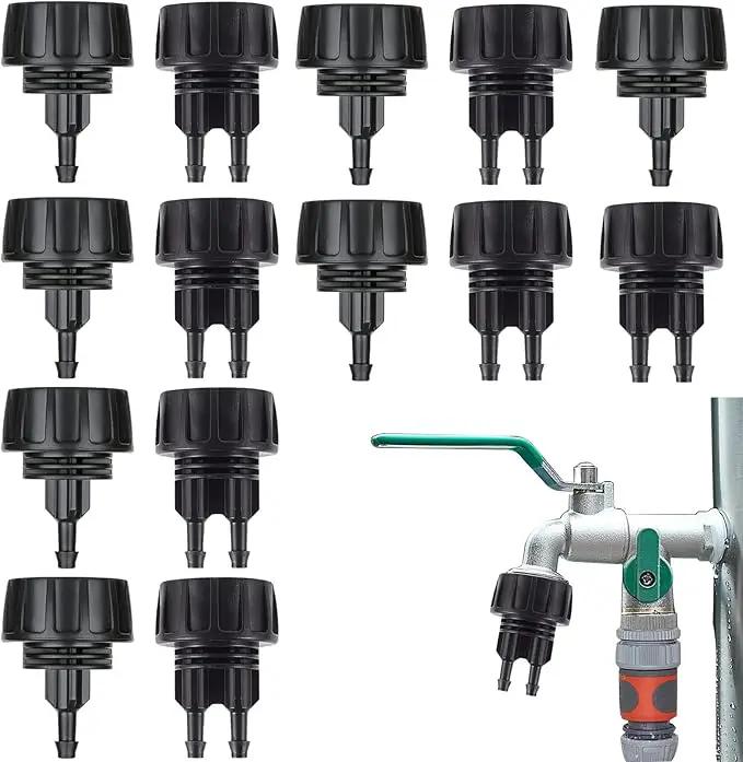 14 PCS Drip Irrigation Hose Connectors 1/4 Inch Water Drip Hose Adapter Connectors Garden Hose to 1/4" Drip Irrigation Parts Swivel Garden Faucet Single Head Double Head Hose Quick Connect Fittings by GreenHaven Gardens