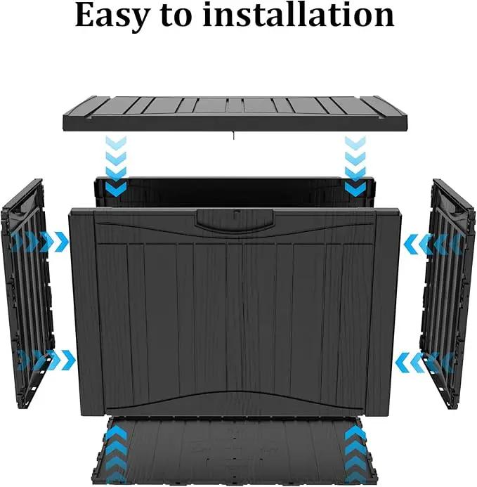 45 Gallon Outdoor Storage Box Waterproof Lockable Resin Deck Box Large, Patio Storage Bin for Pool Accessories Cushion Furniture, Garden Tools, UV-Resistant Outside Delivery Black by GreenHaven Gardens
