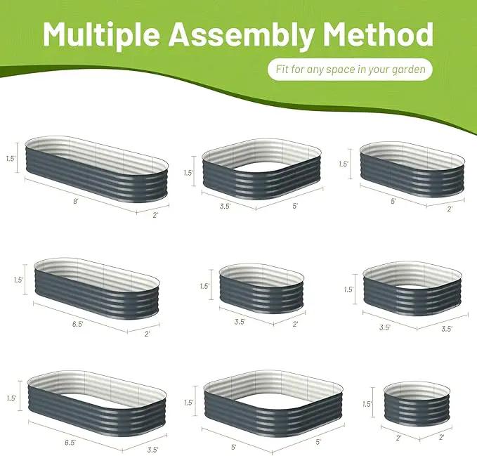 8x2x1.5ft Raised Garden Bed-Oval Outdoor Galvanized Planter Box for Vegetables, Fruits,Herbs, Flowers,Metal Raised Garden Bed kit-Black Grey by GreenHaven Gardens