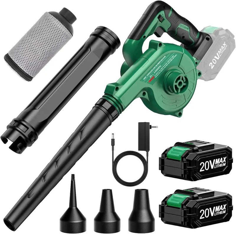K I M O. Cordless Leaf Blower Vacuum Combo 4 in 1, 3 Nozzles &3 Modes for Inflation & Deflation, Extended Tube & Variable Speed, 20000RPM 150MPH, 2x2000mAh Battery Powered Leaf Blowers for Lawn Care by GreenHaven Gardens
