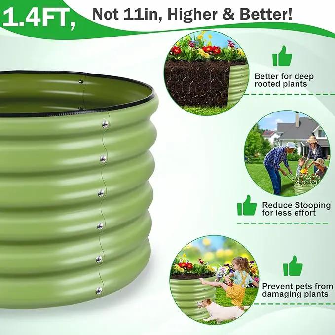 2x2x1.4ft Galvanized Raised Garden Bed, Deep Metal Garden Bed, Matcha Green Raised Garden Beds Outdoor, Raised Planter Box Kit for Vegetables, Flowers, Fruits by GreenHaven Gardens