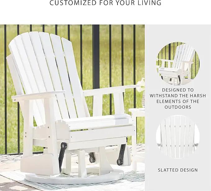 Signature Design by Ashley Hyland Wave Casual Weather Resistant HDPE Outdoor Swivel Glider Chair, White by GreenHaven Gardens