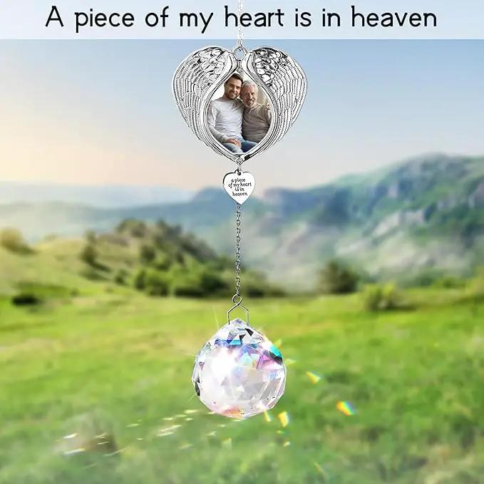 Memorial Gifts for Loss of Loved One, Sympathy Gifts Personalized Memorial Picture Frame Ornament - SunCatcher Crystal Ball, Rainbow Bereavement Gift Ideas for Loss of Mom, Dad, Friend by GreenHaven Gardens