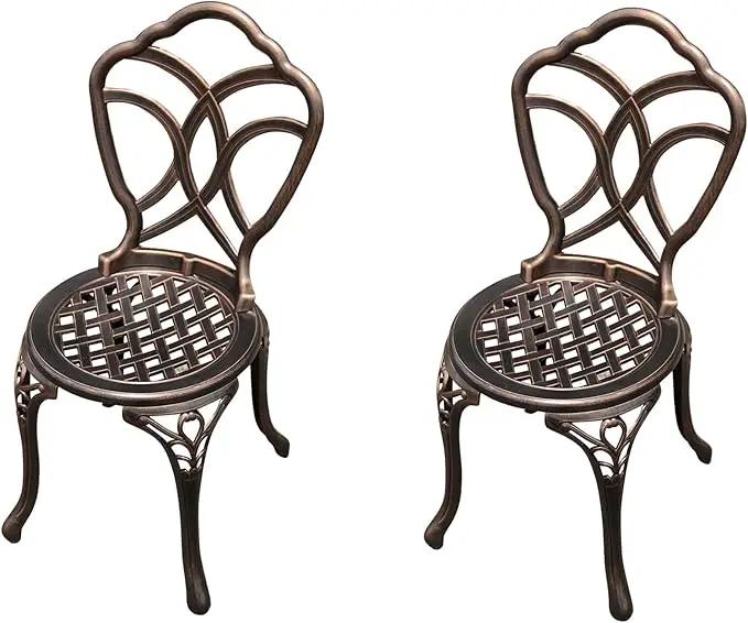 Outdoor Dining Chair Cast Aluminum Patio Chairs Set of 2 All-Weather Patio Dining Chair with Adjustable Feet for Backyard Garden (Muran Chair) by GreenHaven Gardens