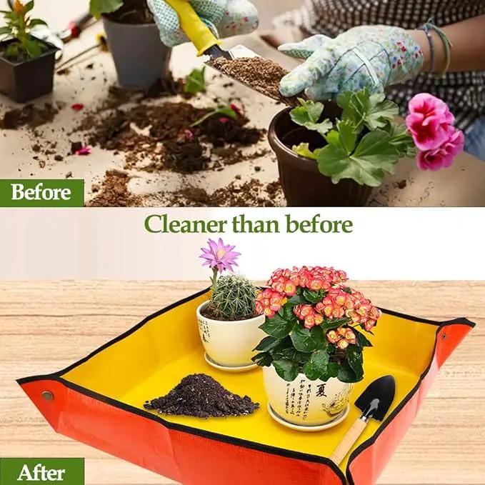 Repotting Mat for Indoor Plants,Potting Mat,Garden Supplies,Garden Tool Set,Gardening Gifts,Indoor Gardening System,Gardening Gifts,Indoor Plant Tools,Plant Mats for Repotting(Organge 26*26 in) by GreenHaven Gardens
