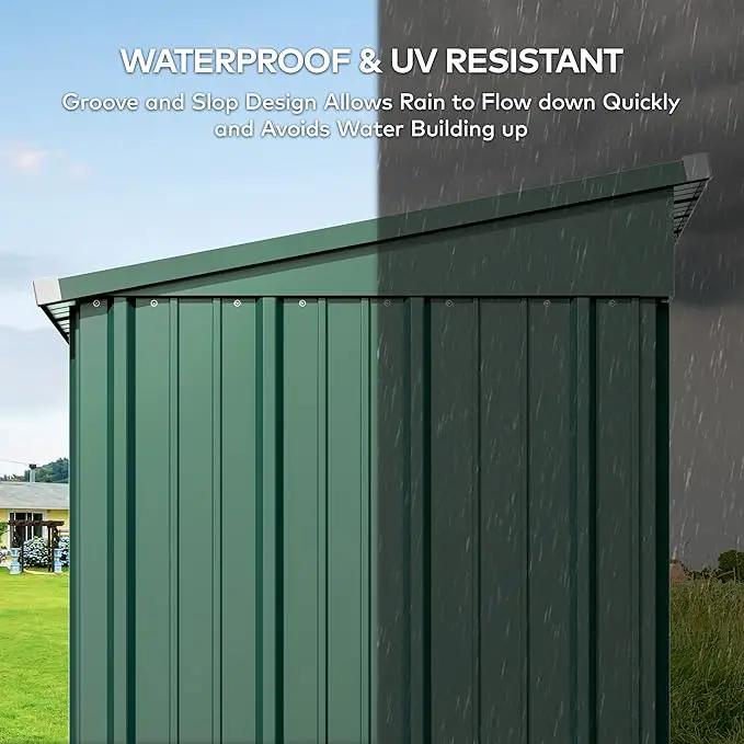 Gizoon 5' x 3'Outdoor Storage Shed with Singe Lockable Door,Galvanized Metal Shed with Air Vent Suitable for The Garden,Tiny House Storage Sheds Outdoor for Backyard Patio Lawn-Green by GreenHaven Gardens