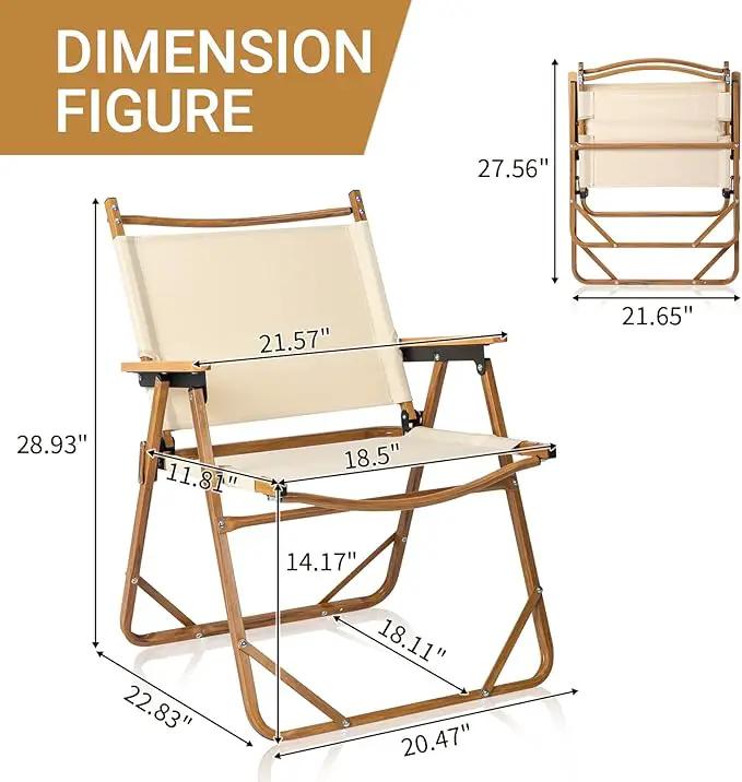 Outvita Portable Folding Camping Chair, 2pcs Ultralight Low Beach Chair, Durable Aluminum Frame Armchairs for Hiking Concert Fishing Picnic, Supports 225Lbs by GreenHaven Gardens