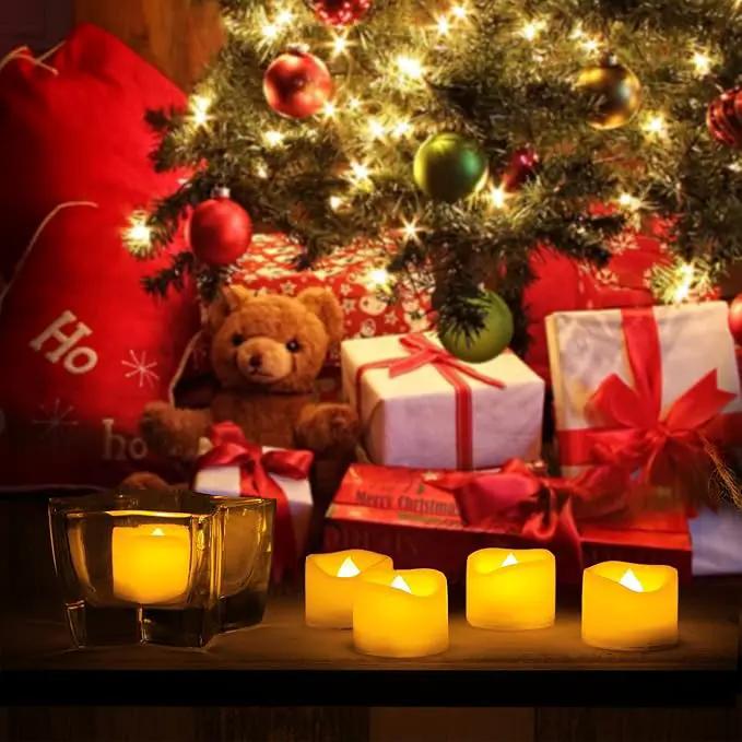CANDLE CHOICE Battery Operated Flameless Tea Lights Small Bright Flickering LED Electric Fake Votive Tealight Candles Halloween Pumpkin Lights Wedding Christmas Decorations Table Centerpieces 6 PCS by GreenHaven Gardens