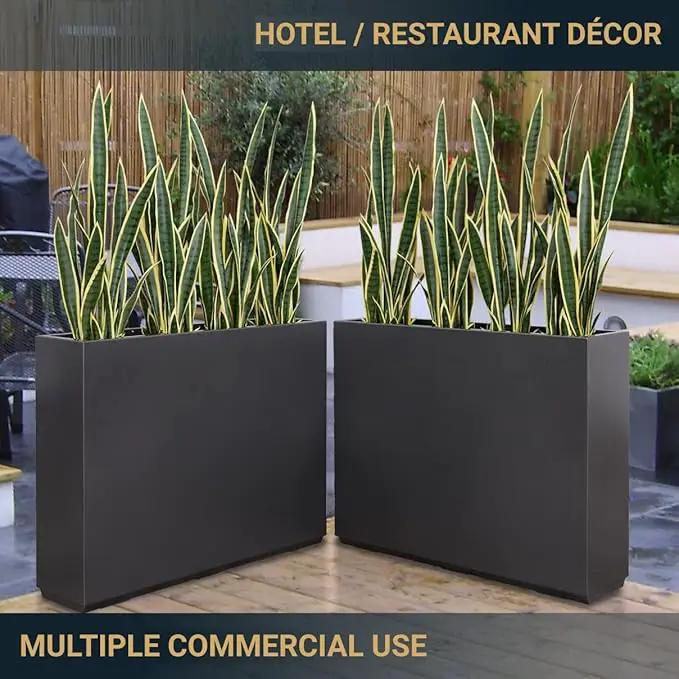 Metallic Heavy Planter for Outdoor Plants, 38Lx10Wx30H Inches Tall and Long Metal Divider Planter Box for Outside & Indoor, No Assembly Required (Gray) by GreenHaven Gardens
