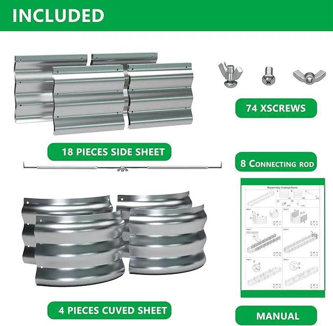 KFN Galvanized Raised Garden Bed,Raised Garden Bed Kit-Oval Metal Flower Box,Large Planter Vegetable Box Outdoor,Planting for Vegetables,Flower,Herb,12FT,0.7mm by GreenHaven Gardens