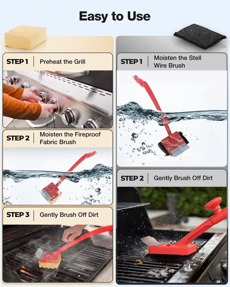 Grill Brush Bristle Free(Steel Wire),Replaceable BBQ Cleaning Head,Safe Replacement Cleaning Pad for Cast Iron or Stainless-Steel Grates (No Handle) by GreenHaven Gardens