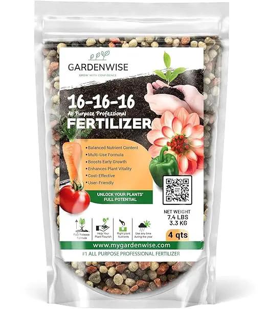 16-16-16 All Purpose Professional Fertilizer - Lawn & Flower & Tree & Shrub & Vegetable Garden Fertilizer (4 QUARTS) by GreenHaven Gardens
