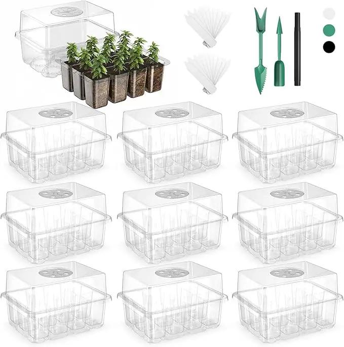 120 Cells Reusable Seed Starter Tray, 10 Pack Seedling Starter Kit for Greenhouse Propagator Station Planting Growing (Clear) by GreenHaven Gardens