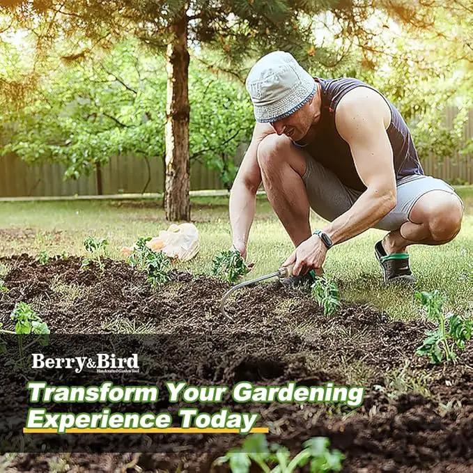 Berry&Bird Weed Puller Tool, Crack Weeder Cultivator Garden Hand Tools, Durable Curved Head Hook & Wooden Handle, Garden Digging, Edging, Planting Remover Tool for Patio Lawn Yard Moss Terrace Paving by GreenHaven Gardens