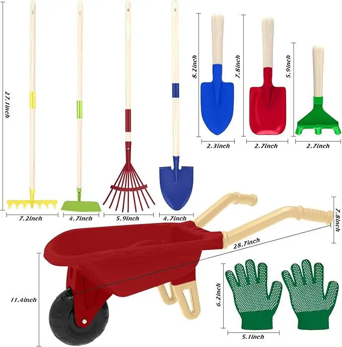 Kids Gardening Tools Outdoor Toys Set Backyard Play with Wheelbarrow Educational STEM Learning Pretend Toys Outdoor Indoor for Toddlers Kids Boys Girls (Red Wheelbarrow Set) by GreenHaven Gardens