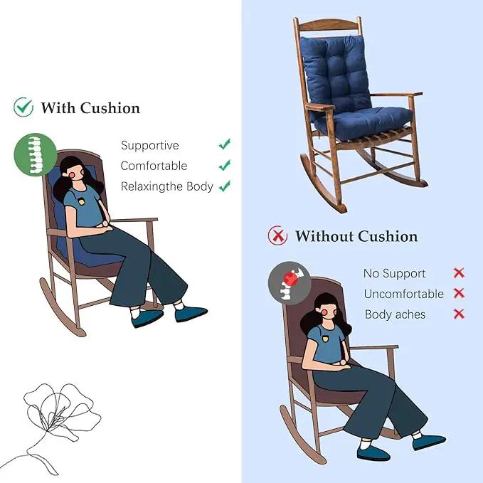 Dark Green Chair Cushion Rocker Pad for Indoor Outdoor Thick Patio Rocking Chair Replacement Cushions by GreenHaven Gardens