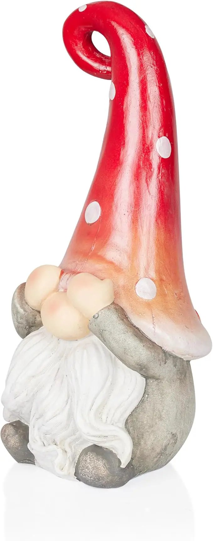 Alpine Corporation 17” Tall Outdoor Garden Gnome Yard Decoration - See No Evil Statue - Gnome with Red Polka Dot Hat – Durable, Weatherproof Decor for Patio & Deck by GreenHaven Gardens