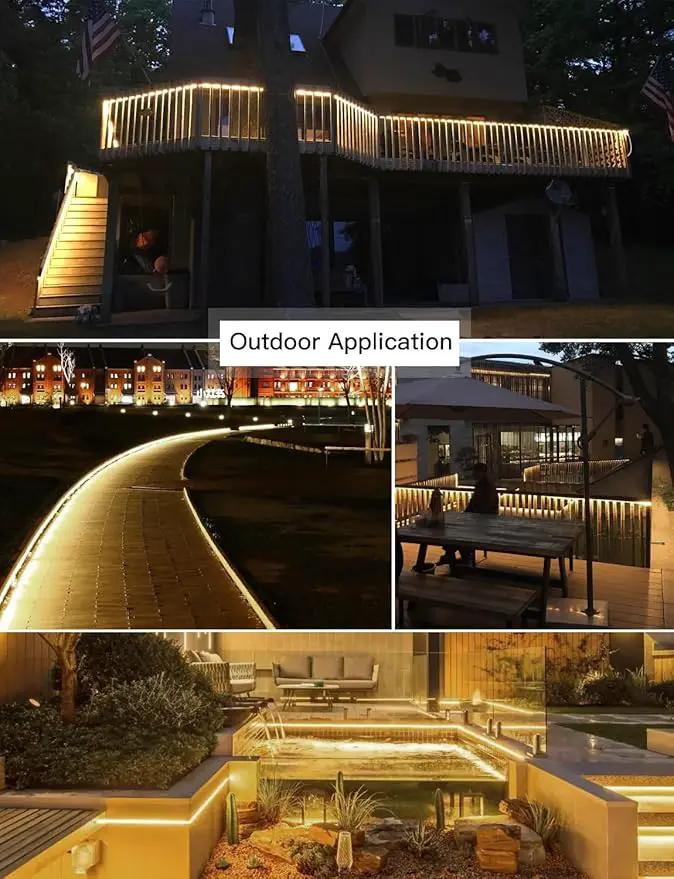 AIMENGTE Plug in LED Strip Lights for House, Led Lighting for Garden Yard Lawn Under Cabinet Patio Wardrobe Backyard, AC 110V, 240LEDs, 3000k LED Rope Lights (6.6ft, Warm White) by GreenHaven Gardens