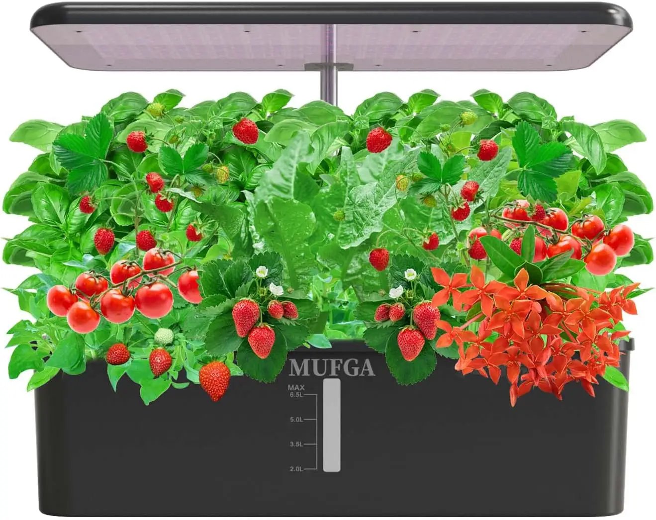 Hydroponics Growing System Herb Garden - MUFGA 18 Pods Indoor Gardening System with LED Grow Light, Plants Germination Kit(No Seeds) with Pump System, Adjustable Height Up to 17.7" for Home, Black by GreenHaven Gardens