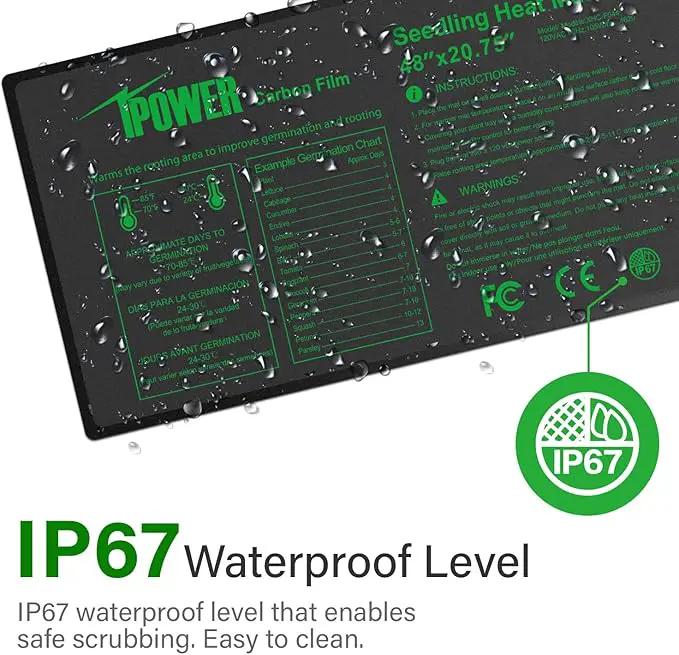 iPower 48” x 20.75” Seeding Heat Mat Upgraded Carbon Film Indoor Warm Hydroponic Plant Germination Starting Pad Durable Waterproof, 48" x 20.75", Black by GreenHaven Gardens