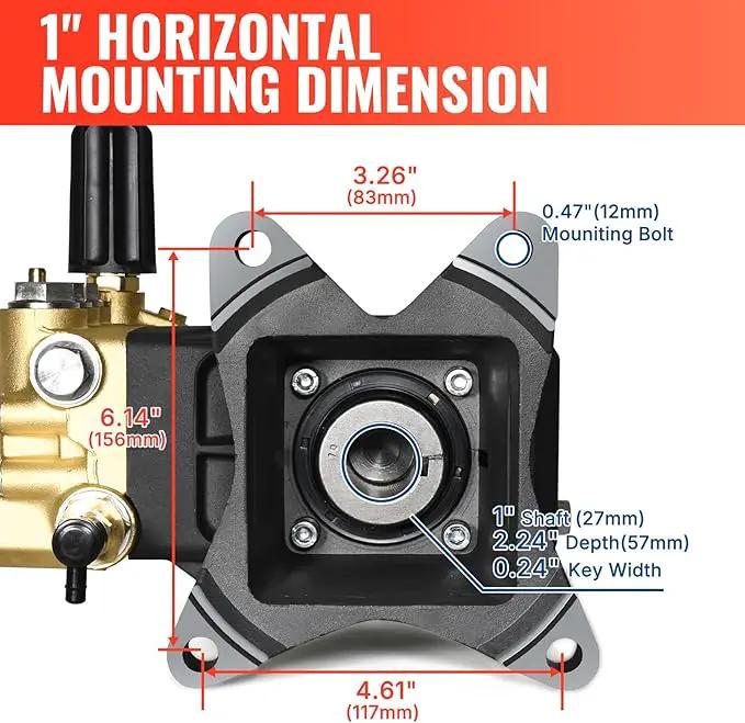 YAMATIC Horizontal Triplex Plunger Pressure Washer Pump 1" Shaft 4000 PSI 3.8 GPM, Replacement for Simpson AAA 90034, 90039,90038, Honda GX340, GX390, GX270 for Industrial Gas Powered Washers by GreenHaven Gardens