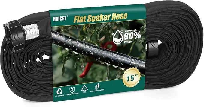 Flat Soaker Hose 15FT Lightweight and Flexible Irrigation Solution for Garden Beds, Flower Beds, and Lawns (15FT) by GreenHaven Gardens