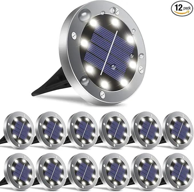 Solar Lights Outdoor,12 Pack Solar Lights Outdoor Waterproof,Solar Garden Lights Landscape Lighting for Outside Patio Pathway Yard Lawn Driveway Deck Step Walkway(White Light) by GreenHaven Gardens