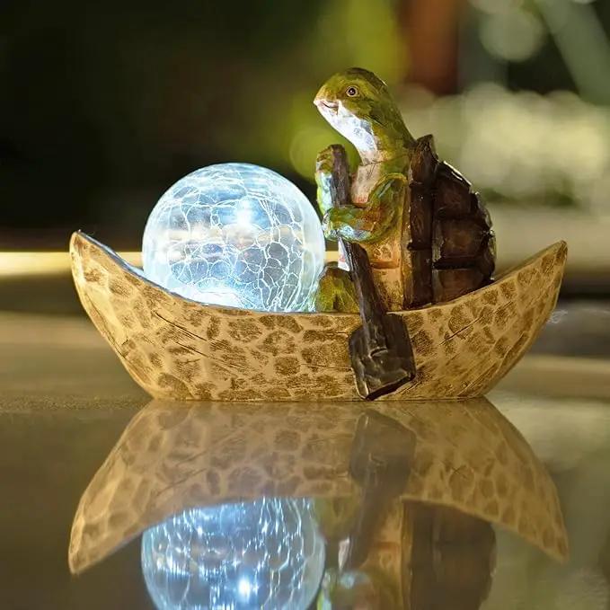 Garden Statue of Turtle,Garden Decor Turtle Figurine,Turtle Outdoor Statue,Solar Turtle Decor for Patio,Balcony,Yard,Lawn Ornament,Perfect Garden Gift by GreenHaven Gardens