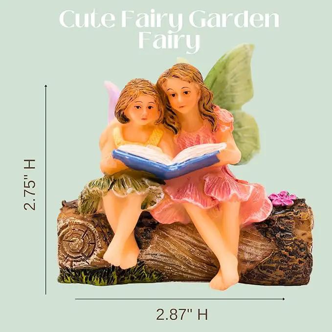 Fairies for Fairy Garden, Fairy Garden Accessories for a Garden - Garden Fairies for a Miniature Fairy Garden - Cute Fairy Garden Fairies, Sitting Sister Fairies by GreenHaven Gardens