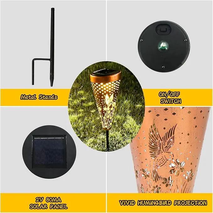 DIBIEECN 4 Pack Hummingbird Solar Pathway Lights Outdoor,Metal Garden Decorations Outdoor Lights with Patterns and Warm Light,Waterproof Landscape Lighting for Path Patio Backyard Walkway Yard by GreenHaven Gardens