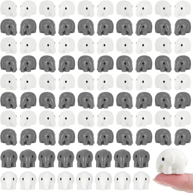 100 Pcs Mini Resin Elephants Miniature Animal Figurines Cute Elephants Fairy Garden Miniature Moss Landscape DIY Home Decor Terrarium Crafts Fairy Garden Decoration Accessories(Black,White) by GreenHaven Gardens
