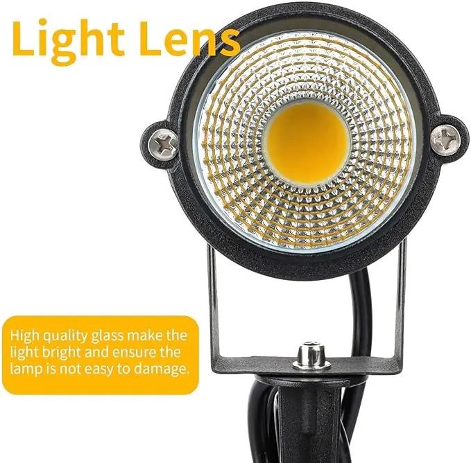 Outdoor LED Warm White Spot Lights, 3000K Landscape SpotLights, 12W IP65 Waterproof Garden Lights, Metal Case COB Lighting with Spiked Stand for Lawn Decorative Lamp US 3- Plug (4 Pack) by GreenHaven Gardens