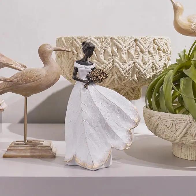Guichifun Fairy Statue Collection Home Decoration - White Leaf Angel Girls Resin Home Decor for Outside or Inside Rustic Garden Grave Decorations for Cemetery Figurines Gift 5 x 3 x 7.5 Inch by GreenHaven Gardens