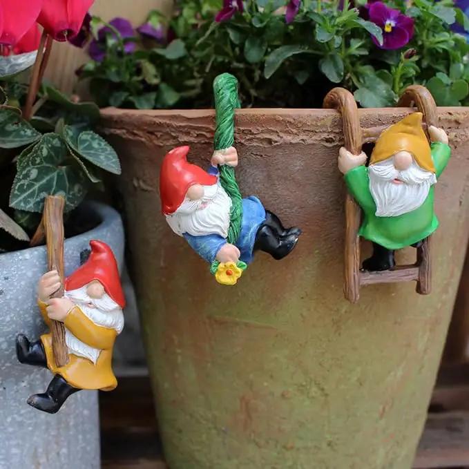 3 PCS Climbing Gnomes Tree Faces Decor Outdoor for Yard, Gnomes Statue, Outdoor Fairy Garden Resin Crafts, Flower Pot Landscape Dwarf, Micro Landscape Pendant Ornaments (3 PCS) by GreenHaven Gardens