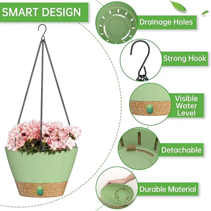 ZMTECH Hanging Planters for Indoor Plants Set of 2 Self Watering Hanging Pots Hanging Baskets Hanging Flower Pots for Outdoor Hanging Plants(10 Inch, Green) by GreenHaven Gardens