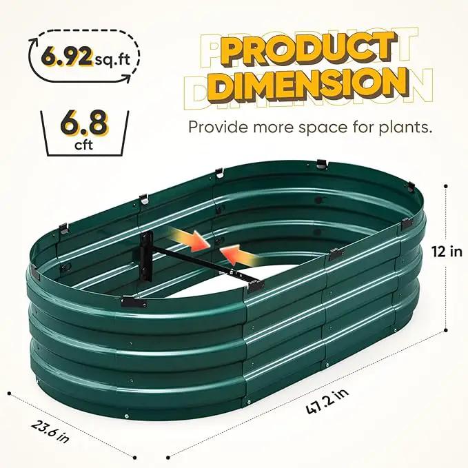 KING BIRD Raised Garden Bed Kit 2025 Upgraded 10-Minute Assembly Galvanized Planter Garden Box Outdoor for Gardening, Vegetables, Flowers, 47x24x12 in, Green by GreenHaven Gardens