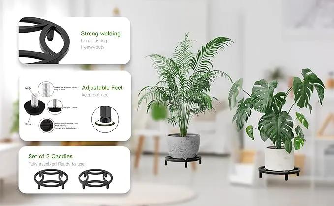 Zhongma 2 Pack 11.8" Sturdy Potted Plant Stand Flower Pot Holder Heavy Duty Construction, Low Plant Stand for Home Indoor and Outdoor, Sturdy plant riser and saucer without Installation Required by GreenHaven Gardens
